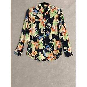 Lauren Ralph Lauren Women's Small Floral Crepe Button-Up Top NEW